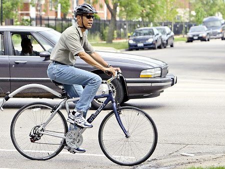 Barack Obama And His Bike