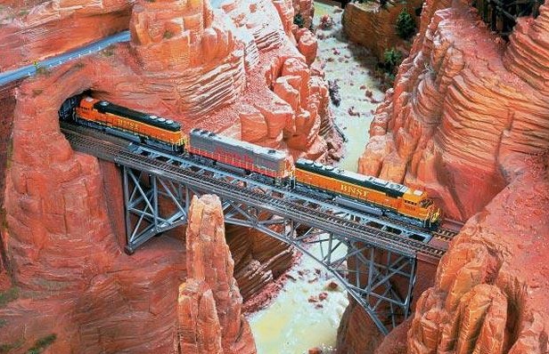 The American section features giant models of the Rocky Mountains, Everglades, Grand Canyon ... 