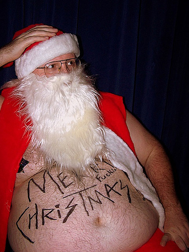 The elves did that to Santa after a heavy night of drinking