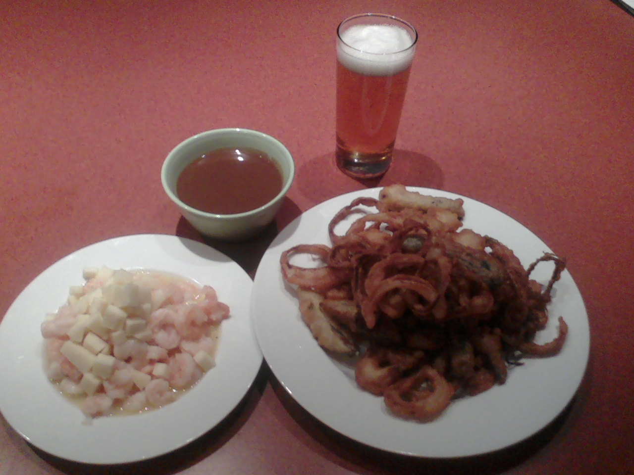 Onion rings, deep fried pickles & jalapenos, and garlic mozzarella shrimp and gravy