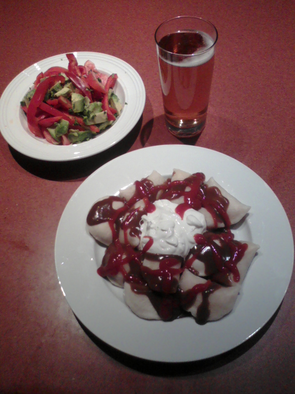 Salad and perogie poutine!