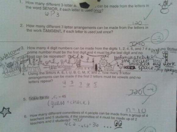 Funny test answer.