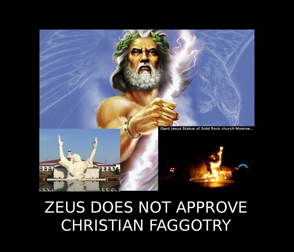 zeus allusions modern day - Giant Jesus Statue of Solid Rock church Monroe... ce Zeus Does Not Approve Christian Faggotry