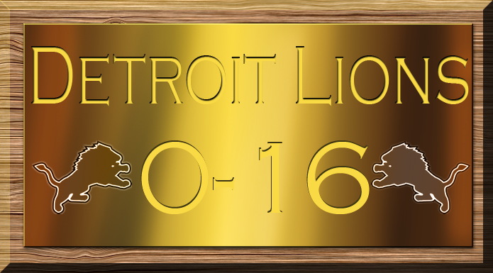 The Detroit Lions were awarded a plaque commemorating their historic season.