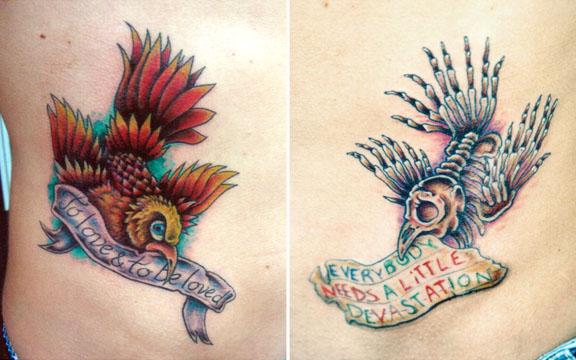 Awesome tatts by my man Tom Ouellette Kustom kulture tattoos