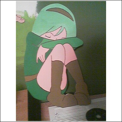 this is a 2 ft tall cut out that i mad ef saria crying.