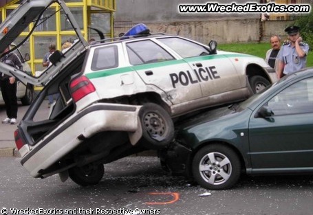 crashed police cars