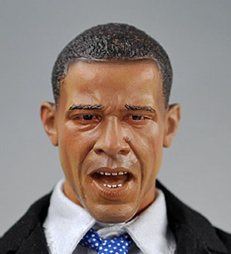 Barack Obama toy with guns and samurai swords