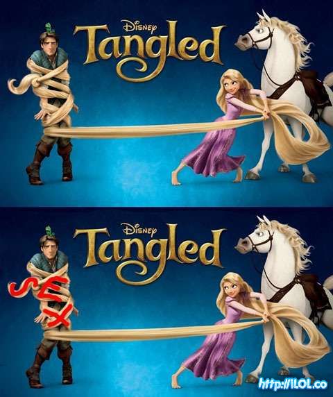 Here's Disney's newest subliminal message, from the Tangled movie .