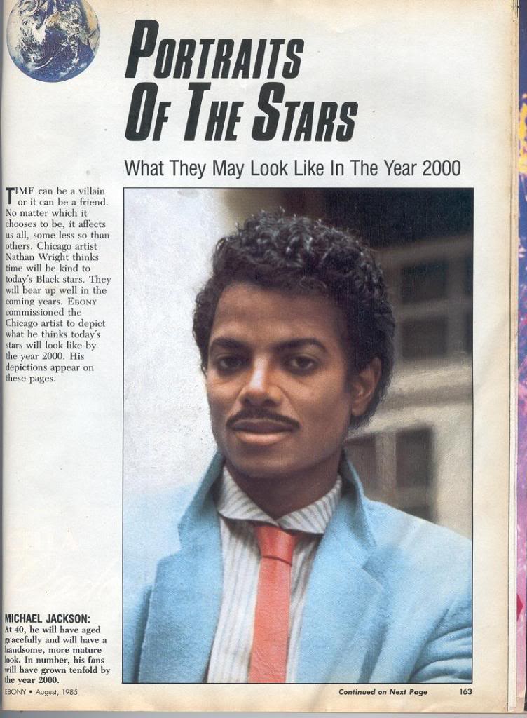This article was written in 1985 and this was their guess on how MJ would look by the year 2000, not quite right guys. 