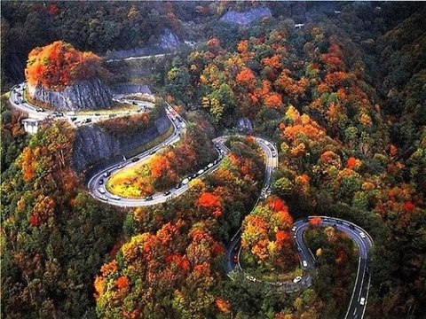 This is the main road going up and down the mountain.