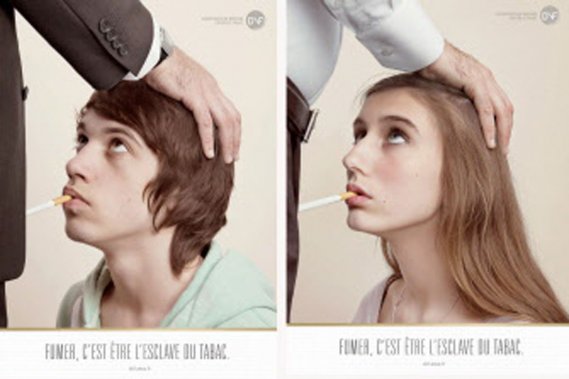 French advertisement : Smoke is to be the tobacco's slave