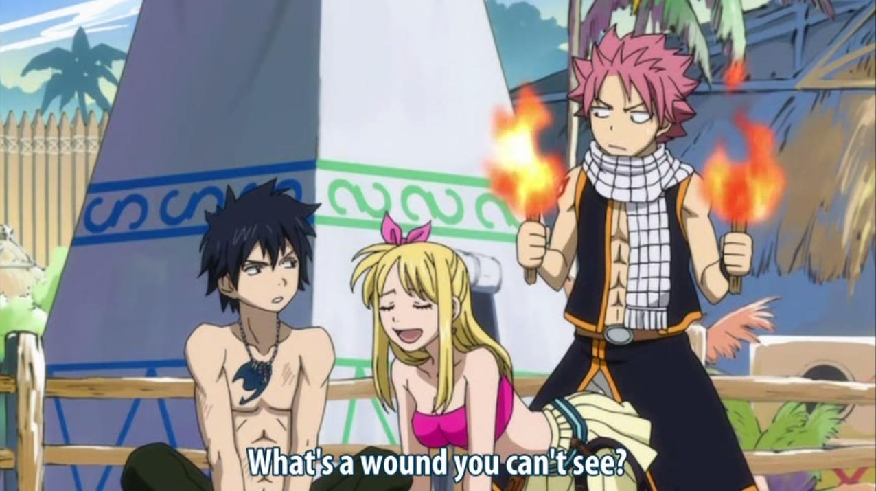 This is a extract from a very funny Anime series called Fairy Tail, it's not supposed to be Hentai or Echii, but judge by the picture.