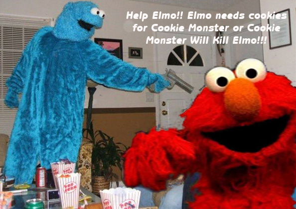Elmo is being held captive and needs some cookies as Ransom!