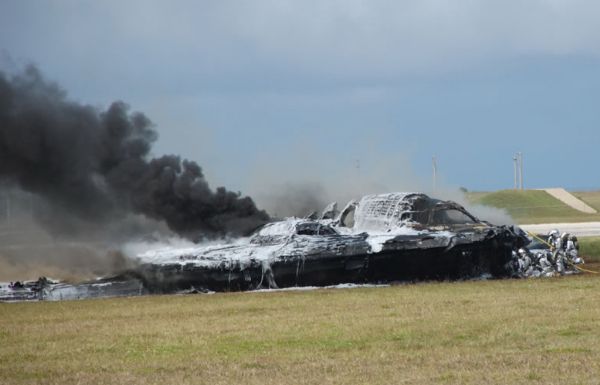 #  8. B-2 Bomber Crash - $1.4  Billion      Here we  have our first billion dollar accident (and we ' re only #7 on the  list). This B-2 stealth bomber crashed shortly after taking off  from an air base in Guam on February 23, 2008. Investigators  blamed distorted data in the flight control computers caused by  moisture in the system. This resulted in the aircraft making a  sudden nose-up move which made the B-2 stall and crash. This was 1  of only 21 ever built and was the most expensive aviation accident  in history. Both pilots were able to eject to safety. 