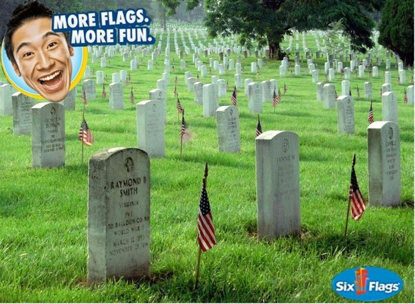 I remember seeing the six flags ad campaign and thinking... How many flags does it take for it NOT to be fun anymore?