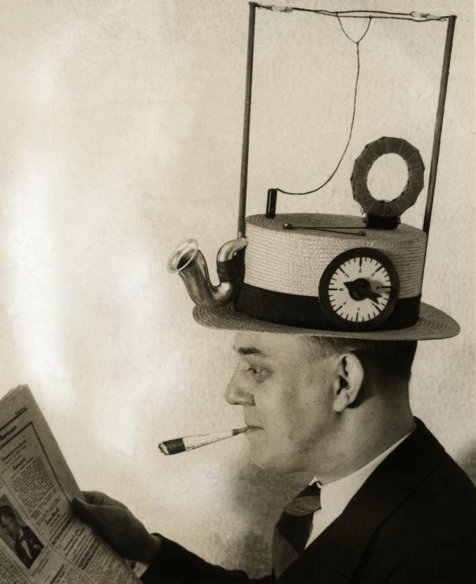 The "radio hat" was invented in 1931 by an American inventor. It was the world's first boom box and it sold like gangbusters. Unfortunately, almost everyone who bought one was physically assaulted by their roommates or while riding public transportation. Coincidentally, 1931 was also the year that the word "douchenozzle" was invented.