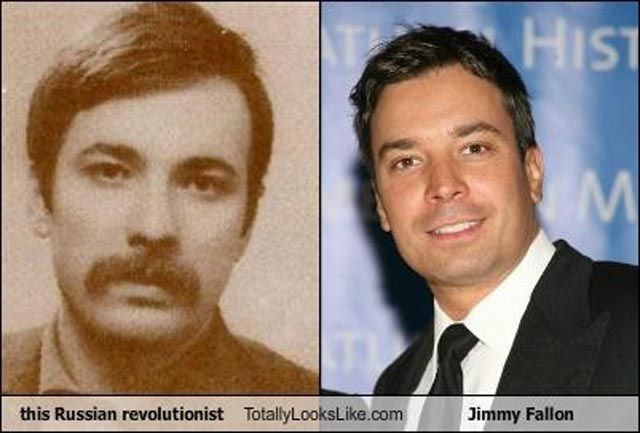 I always knew Fallon wasn't who he said he was. Here he is alive and well in the early 20th century back when he was doing revolutionary work. I could be the host of Late Night, too, if given one hundred years to think up the jokes.