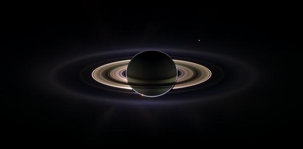 Saturn With Earth in the Background