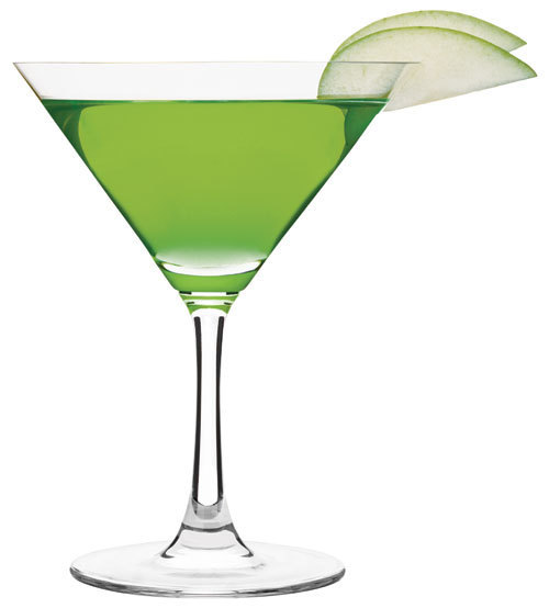 Apple Martini - The Apple Martini is a very popular drink with women, but often gives them raging hangovers the next day. The drink is made with 1.5 oz of vodka, 1.5 sour apple pucker schnapps - that's just booze and sugar.