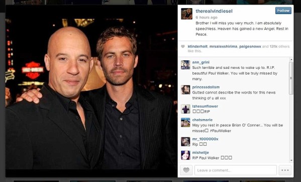 Friends Mourn Him - Vin Diesel, his co-star and close friend took to Facebook to mourn his death