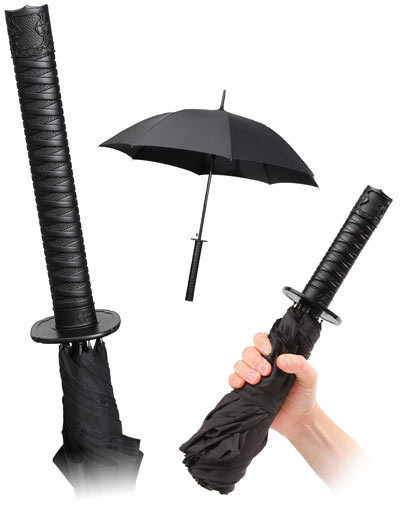 <a href="http://www.amazon.com/gp/product/B001W9QUIE/ref=as_li_ss_tl?ie=UTF8&camp=1789&creative=390957&creativeASIN=B001W9QUIE&linkCode=as2&tag=ebaumsworld0f-20" target="_blank">Samurai Sword Umbrella</a>