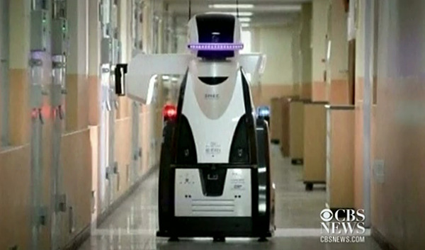 Robot Guard - South Korea - This robot prison guard is a prototype being tested for the South Korean prison system. Although it can be monitored remotely by a human operator, it can also independently monitor inmate behaviors.