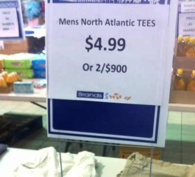 Humour - Mens North Atlantic Tees $4.99 Or 2$900 Brands