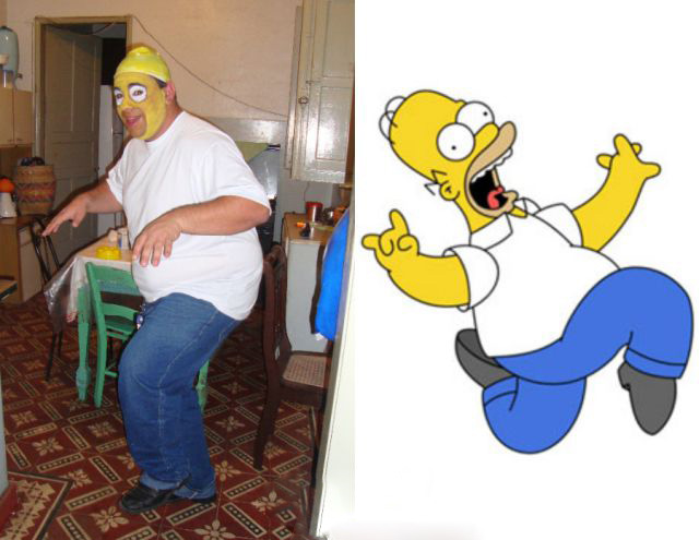 lame cosplay homer simpson skipping