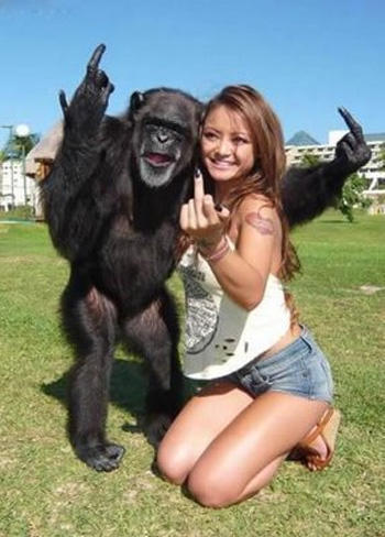 monkey with a girl