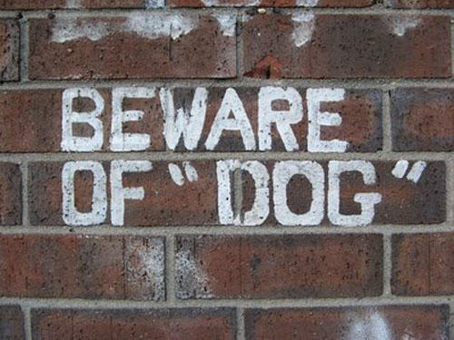 unnecessary quotation marks - Beware 1 Of "Dog"