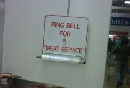 suspicious quotation marks - Dacco Ring Bell For "Meat Service