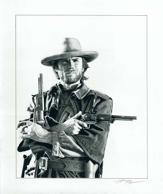realistic drawing clint eastwood western
