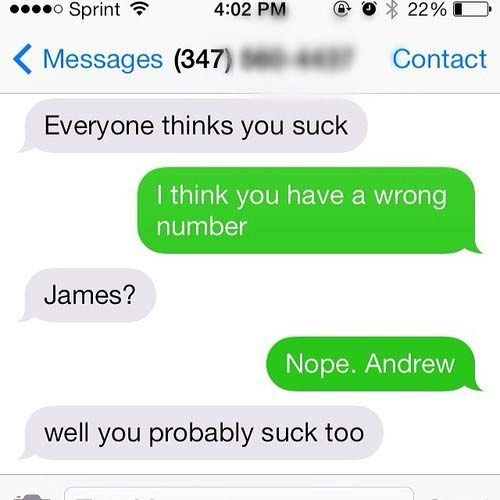 respond to wrong number texts - .. Sprint ?