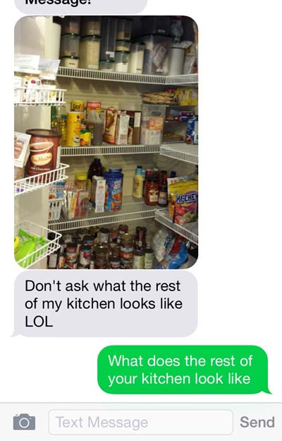 inventory - IVICsuye! Meche Tretter Don't ask what the rest of my kitchen looks Lol What does the rest of your kitchen look Text Message Send