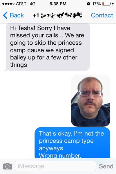 wrong number text backs - At&T 4G 6 17% 4 Contact