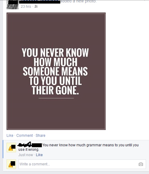 Hilarious Facebook Grammar Fails