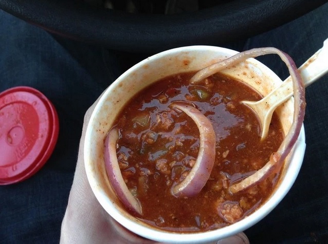 This guy got extra onion in his chili