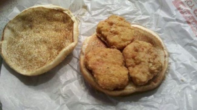 They ran out of chicken patties, so they had to improvise