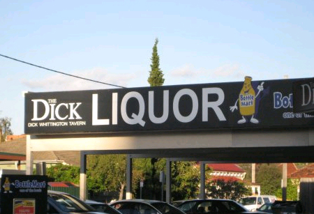 store name pun inappropriate funny store names - Dick Liquorbo Di Onunla Dok Wettington Tavern