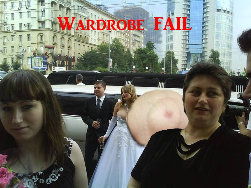 No one seemed to notice until her breast knocked out a bridesmaid.