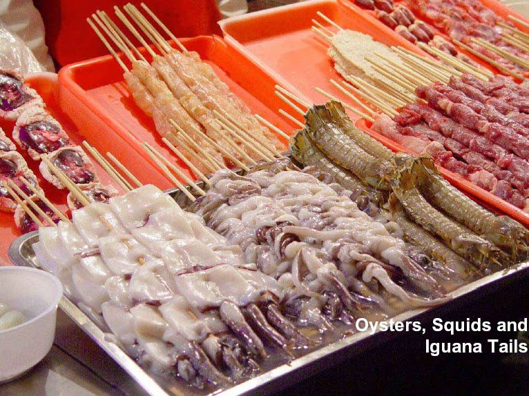 beijing olympics food - Oysters, Squids and Iguana Tails