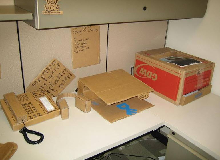 Cardboard Cubicle Prank