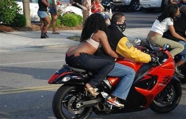 I would be wearing a mask too if I was driving one of those gay ass motorcycles.