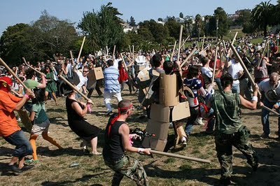 Cardboard tube fighting Festival