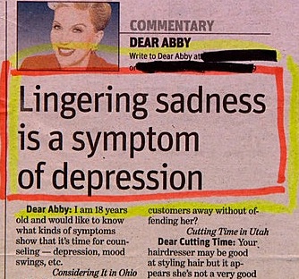 Sadness is a sign of depression huh? 