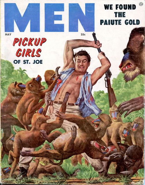 Real men kick the Sht out of baboons with the butt of a rifle.