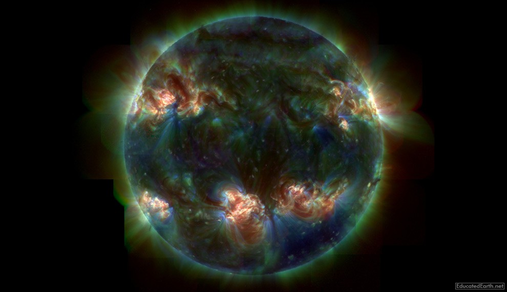 False-Colour Solar Corona (Bright colors represent heat)