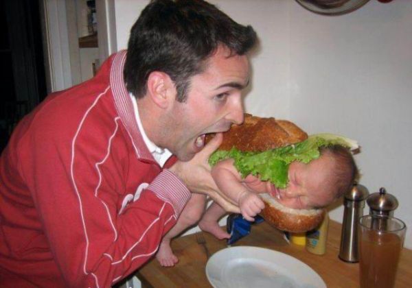 funny dad eat babies