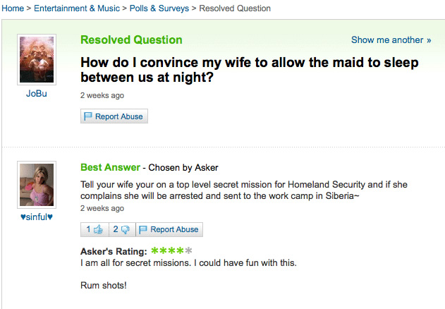 A Journey Through Yahoo Answers Finest